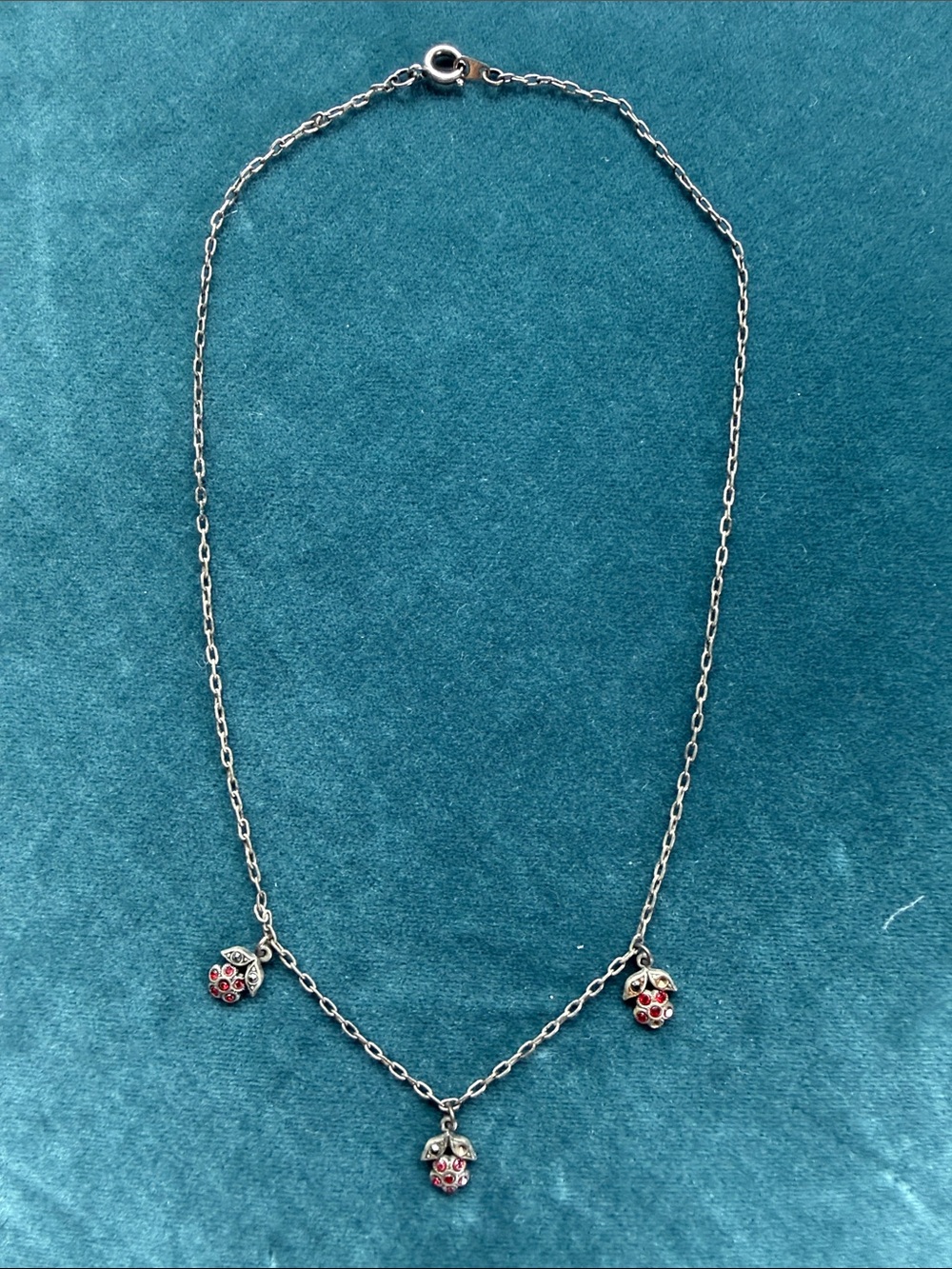 Silver Red Flower Charm Necklace - Women Jewelry